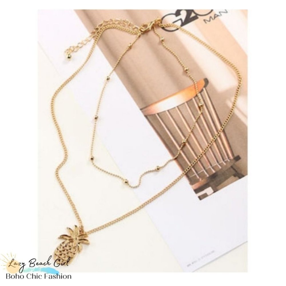 Pineapple Multilayered Gold Necklace